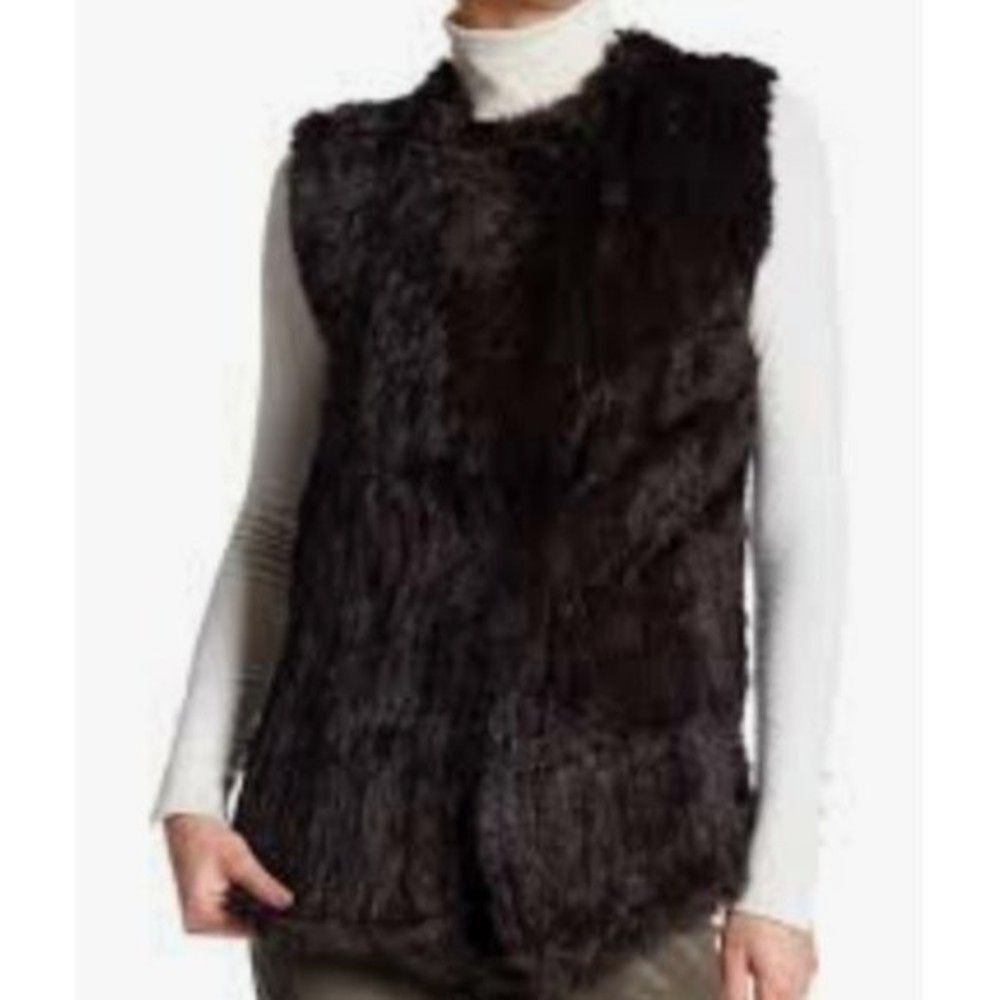 Sebby Collection Knit Faux Fur Stylish Warm Vest size Medium